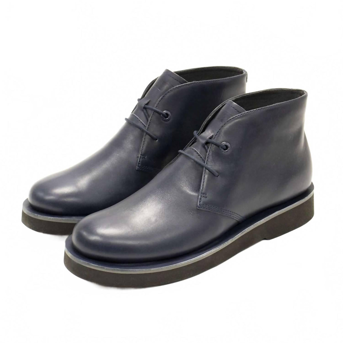 Botines de hombre con cordones color azul oscuro