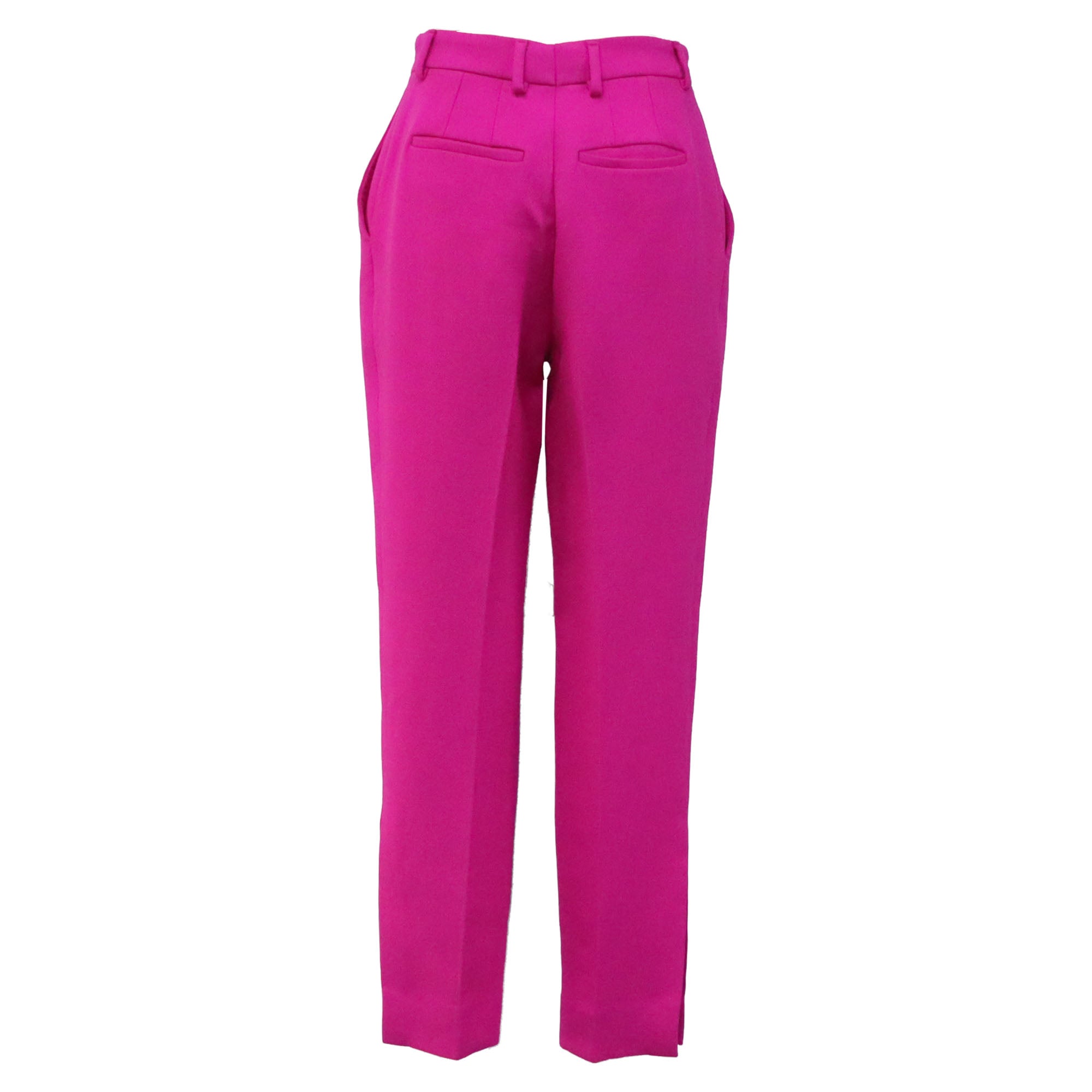 Pantalón de lana de tiro alto color rosado