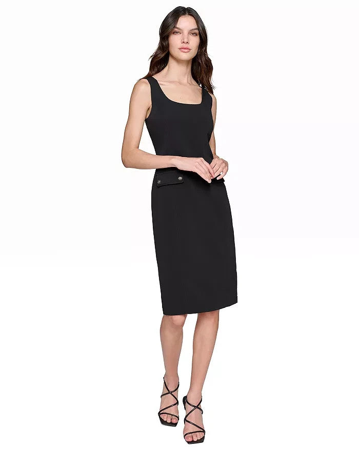 Vestido de mujer con escote cuadrado color negro
