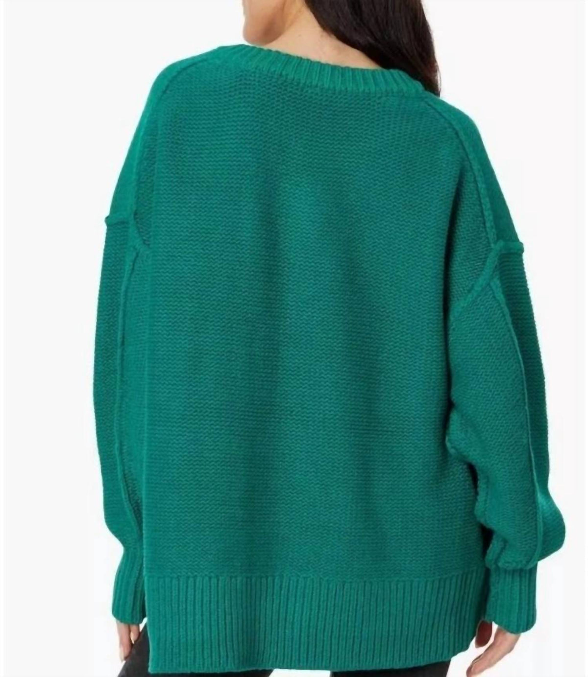 Suéter con cuello en V color verde