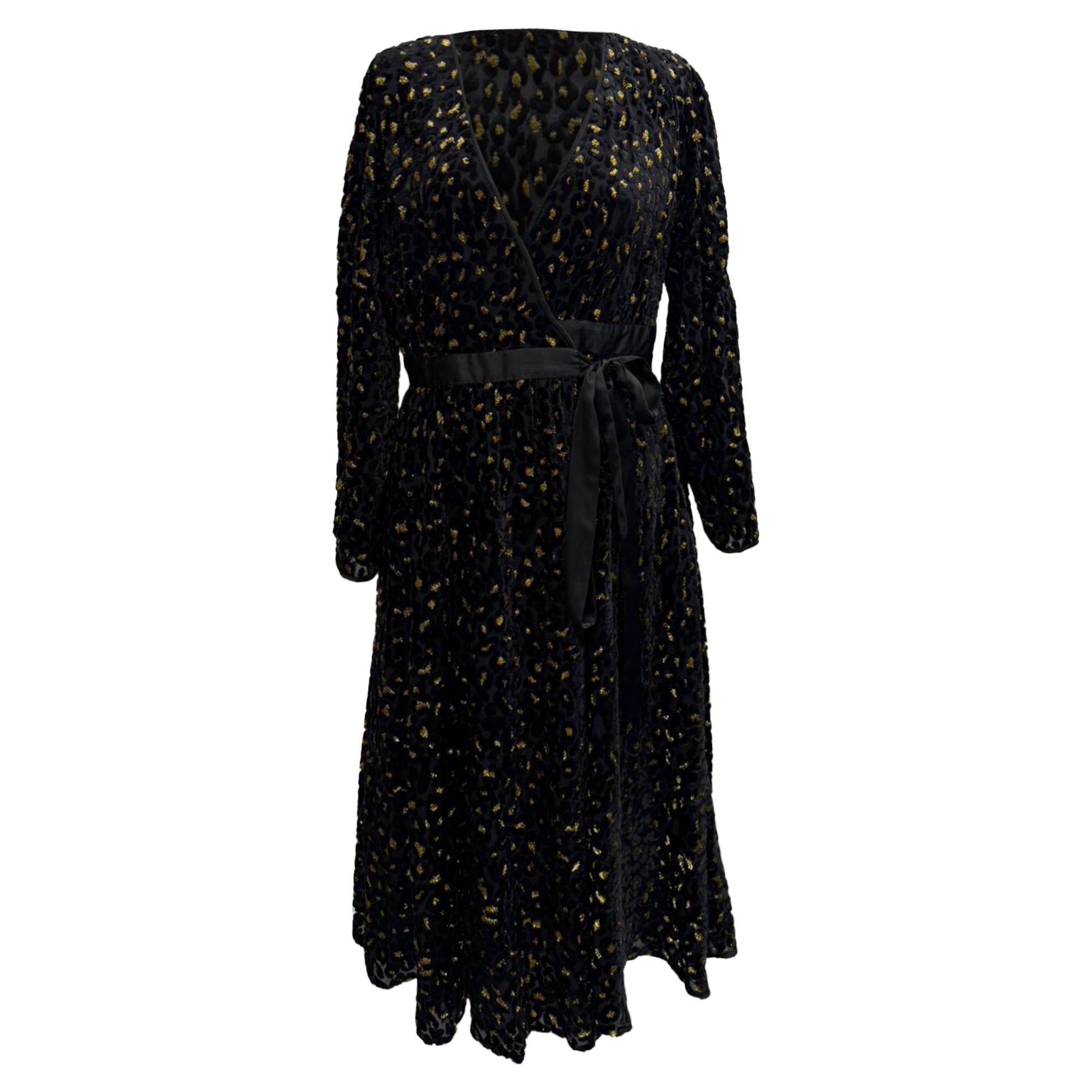 Vestido midi con estampado animal color negro
