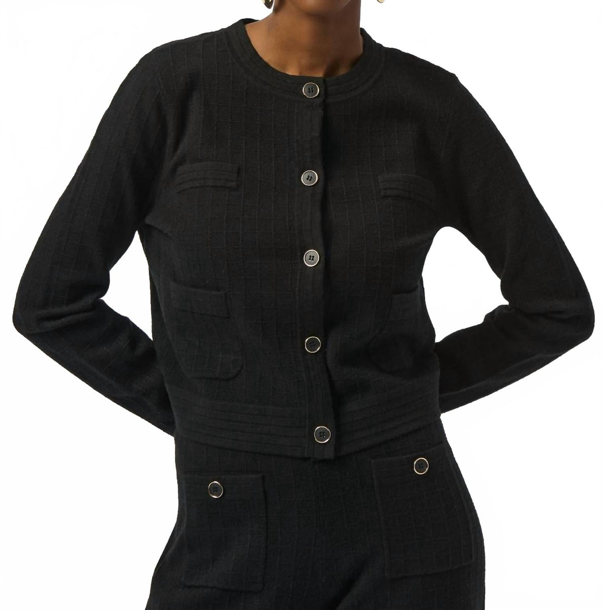 Chaqueta con cuello redondo color negro