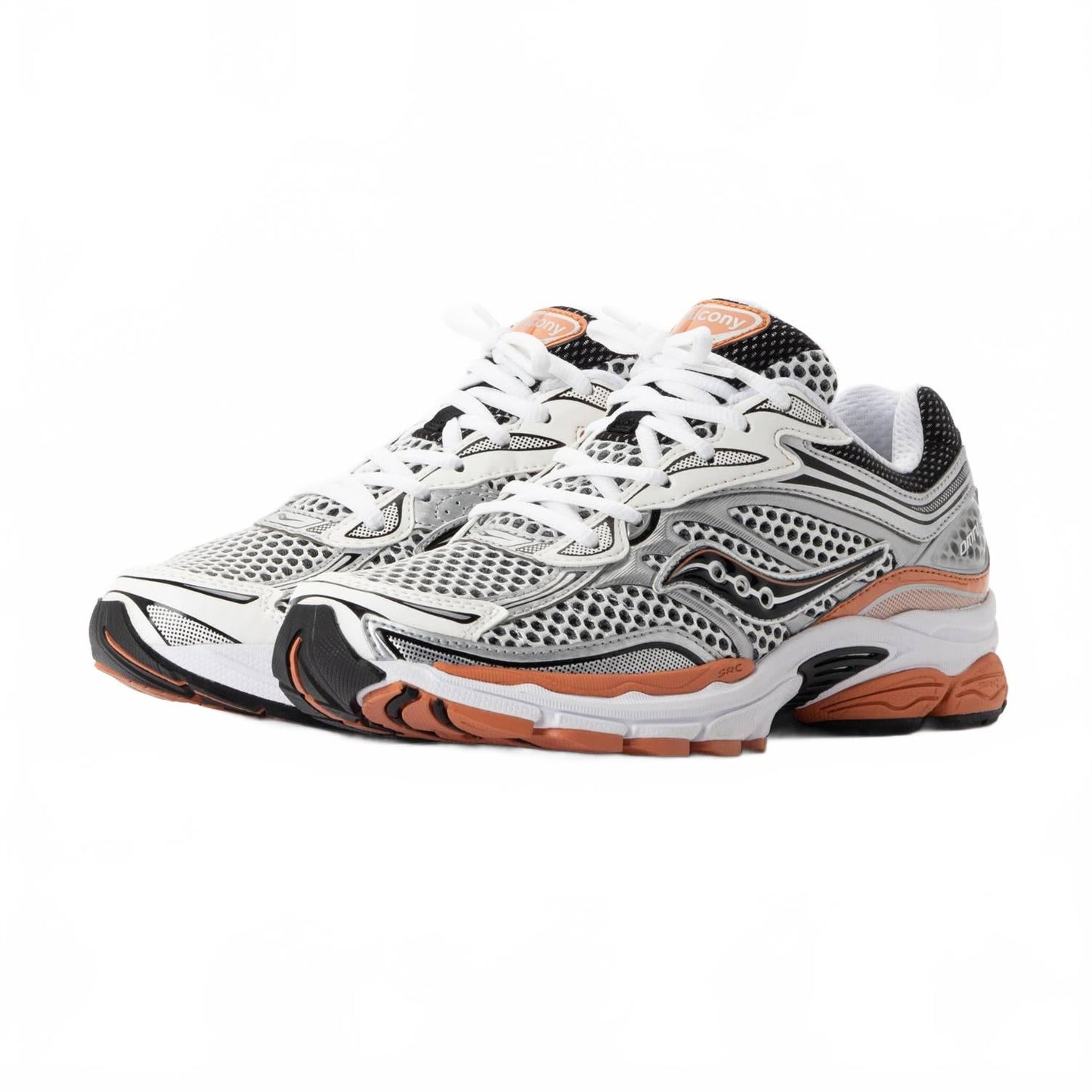 Tenis para correr unisex color naranja y plateado