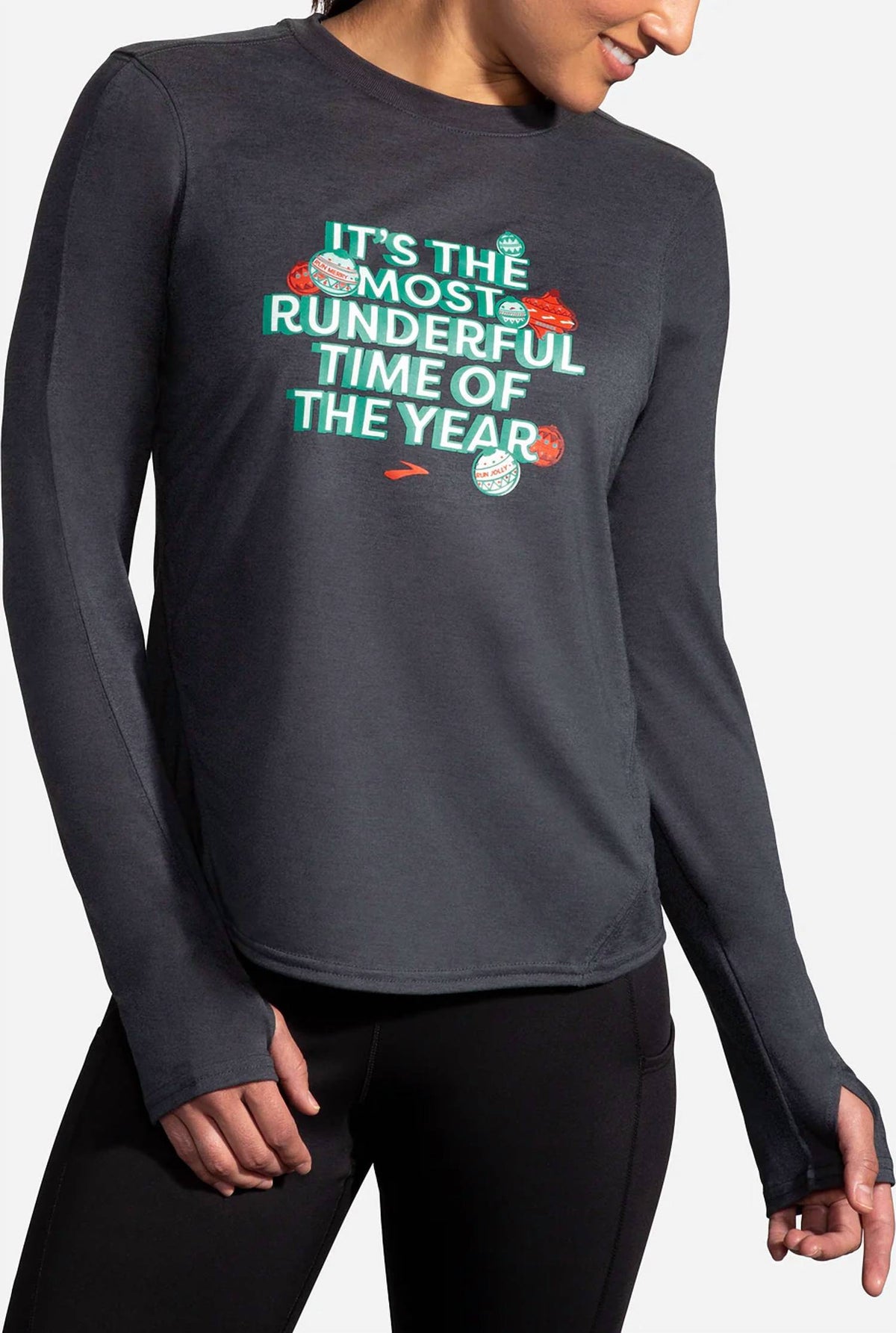 Camiseta de mujer de manga larga color gris oscuro