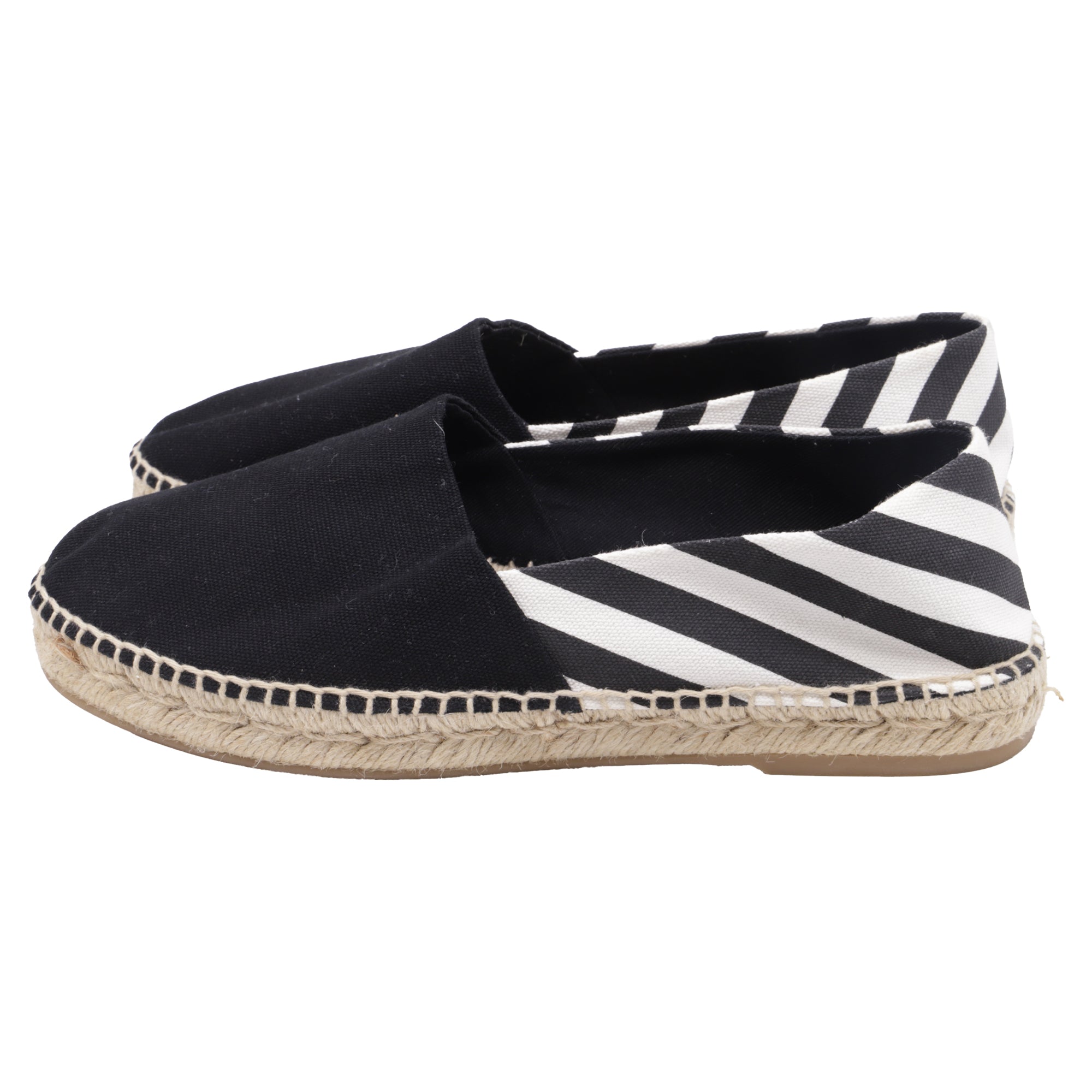 Alpargatas de lona a rayas sin cordones color negro