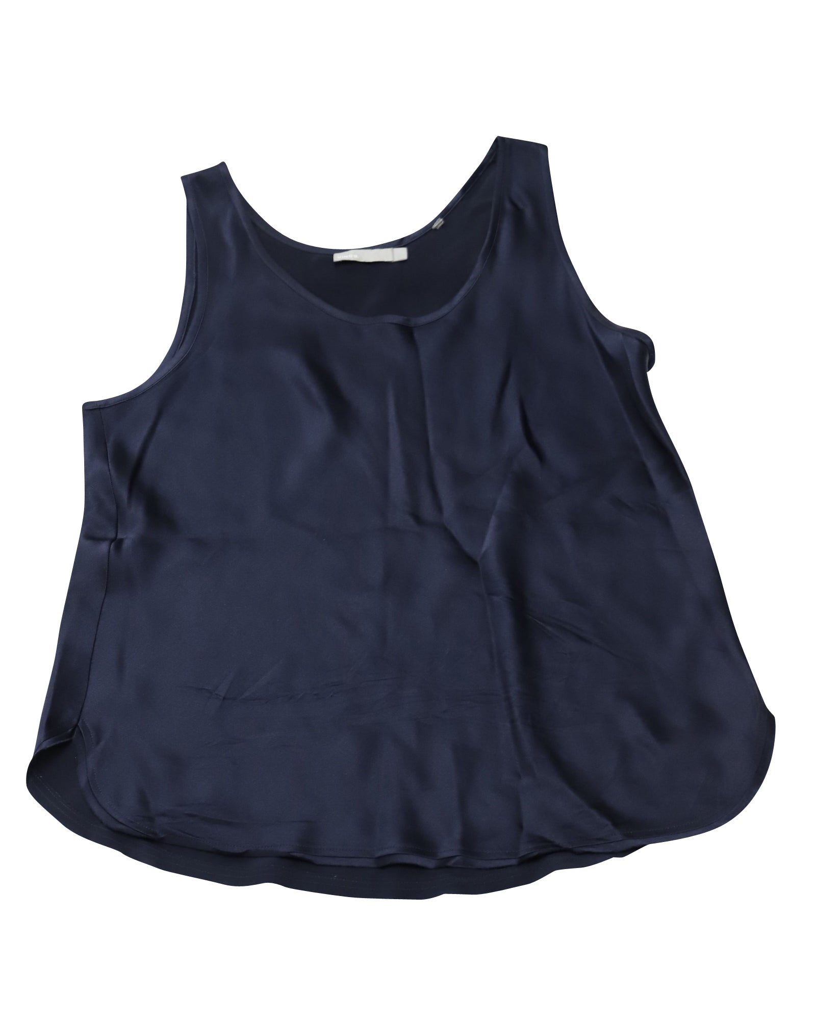 Camiseta sin mangas de seda color azul marino