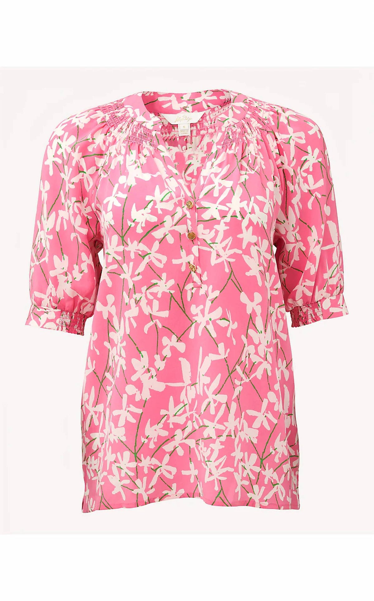 Short de seda de manga corta color rosado