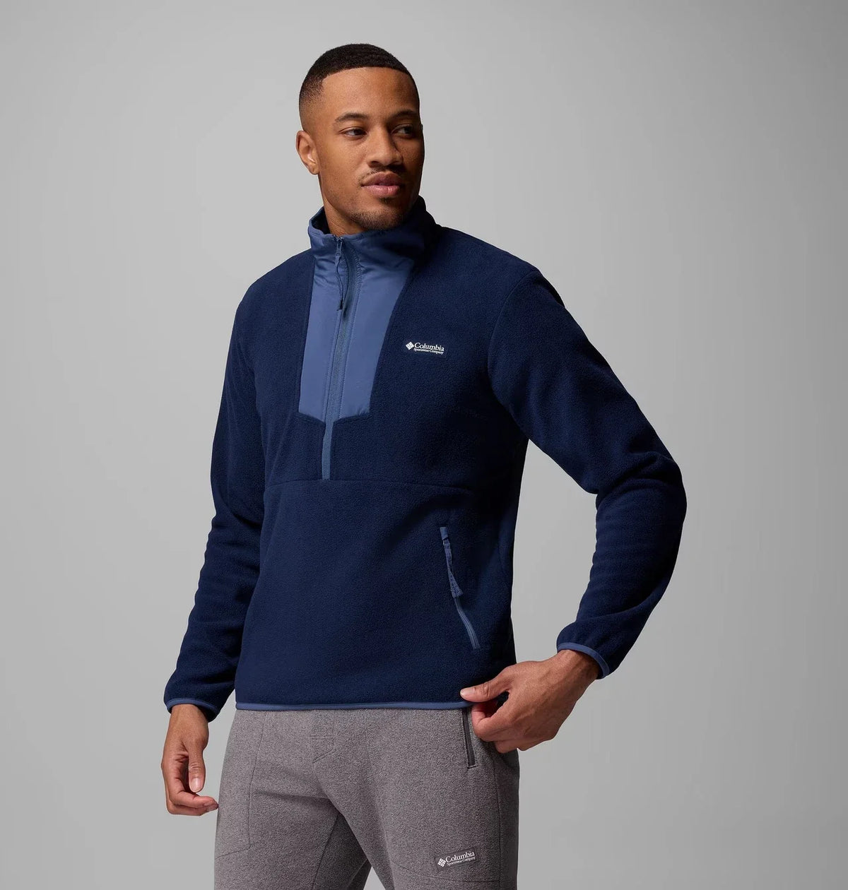 Chaqueta de hombre con cuello alto color azul