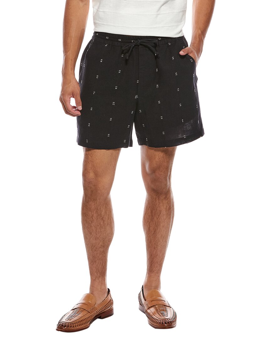Short de mezcla de lino con bordado