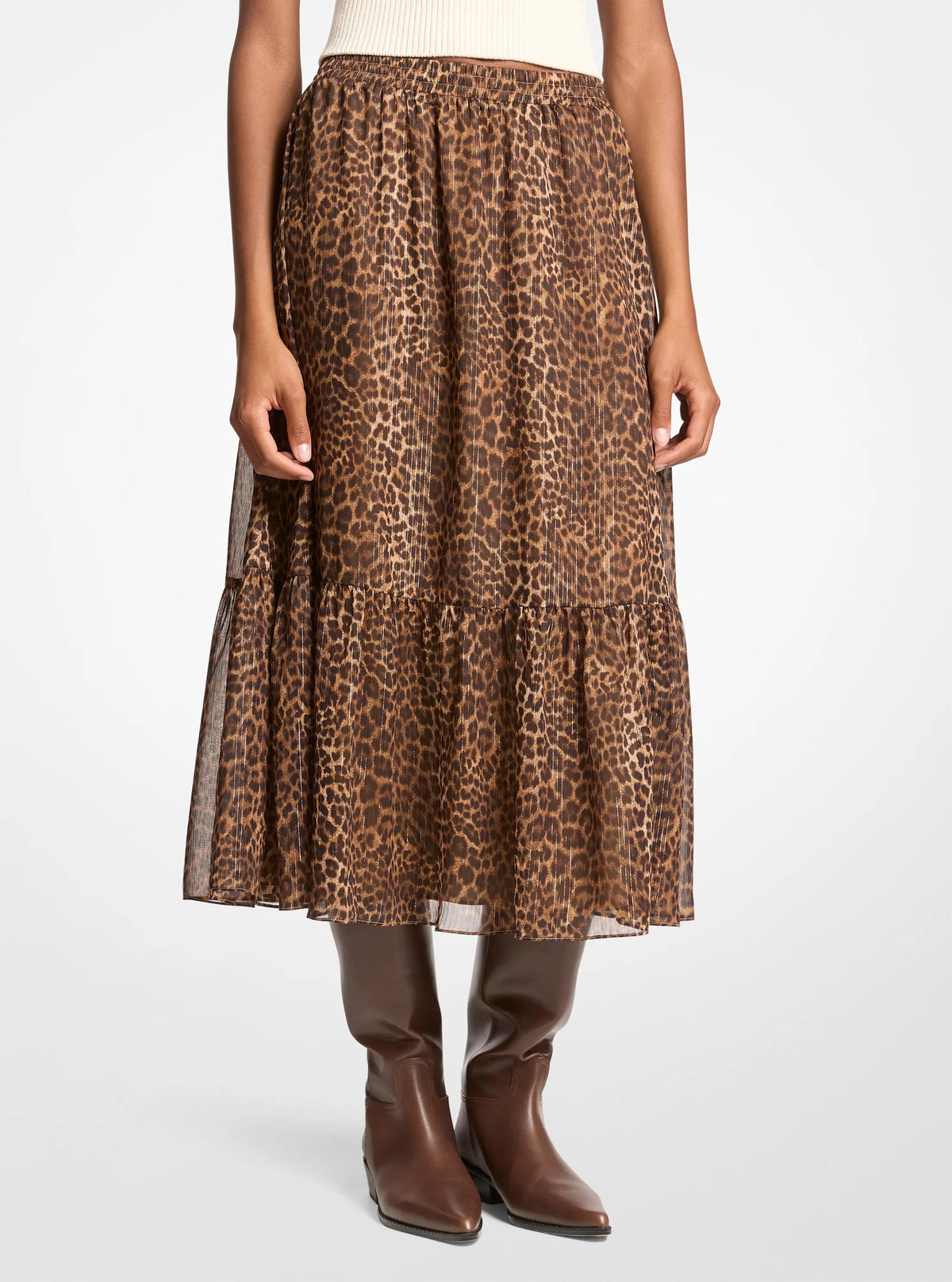 Falda midi con estampado animal