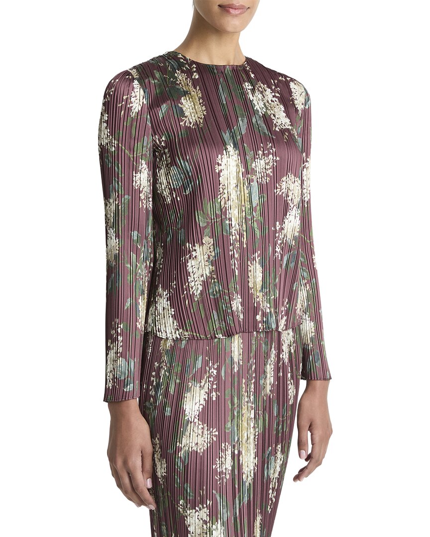 Top con estampado con pliegues color lila