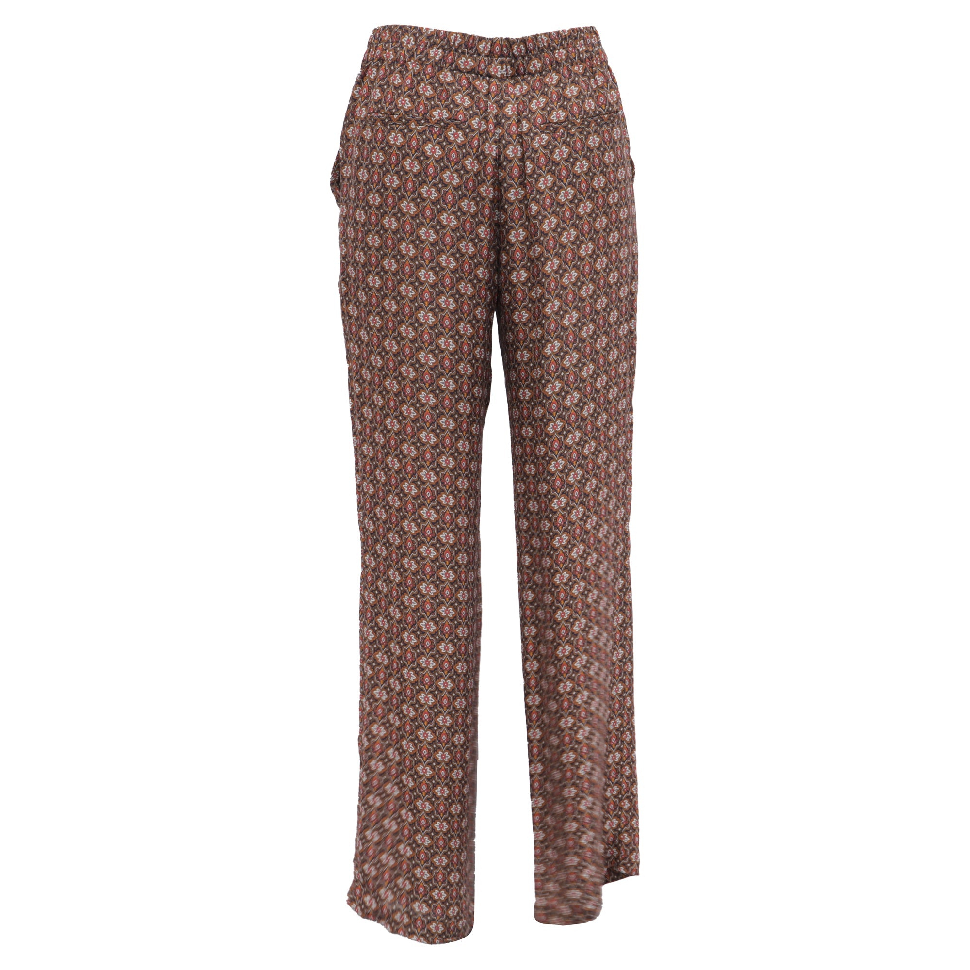 Theory Pantalones Estampados Pierna Recta en Seda Multicolor