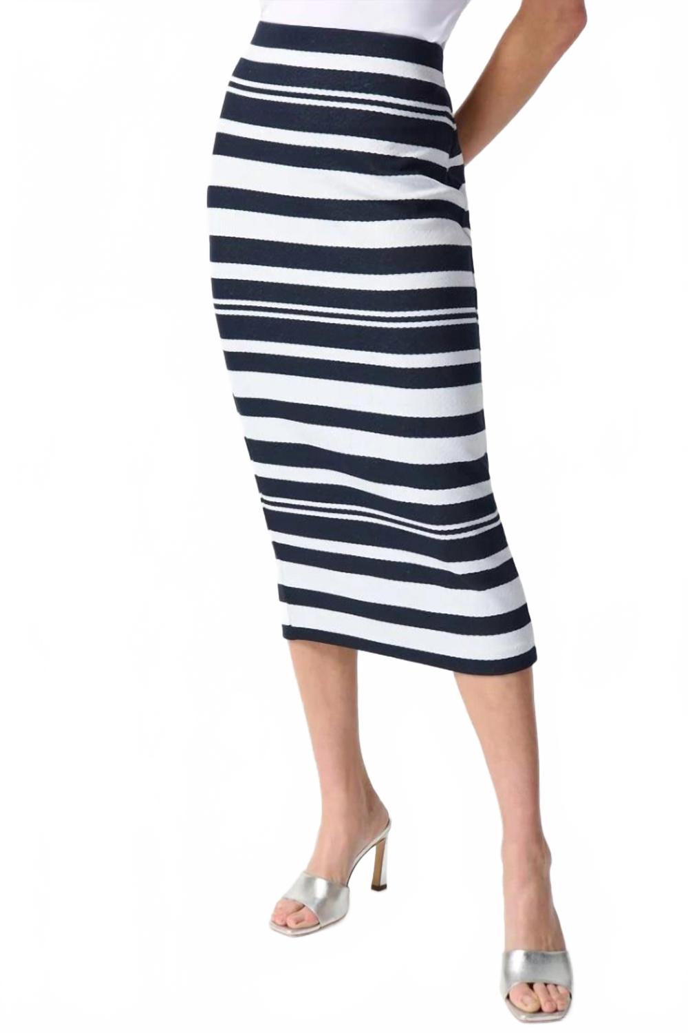Falda midi color blanco y azul