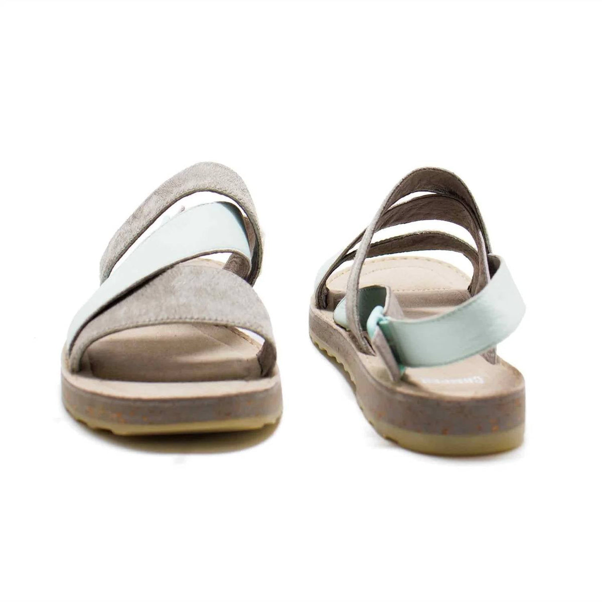 Sandalias de mujer color azul marino y gris y plateado