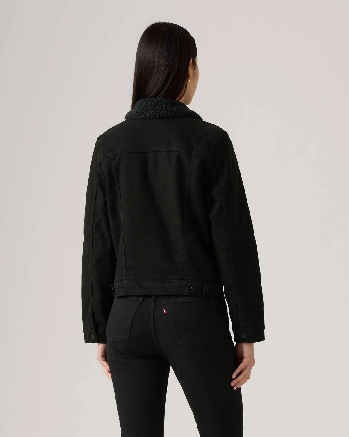 Chaqueta de mujer de algodón de manga larga color negro