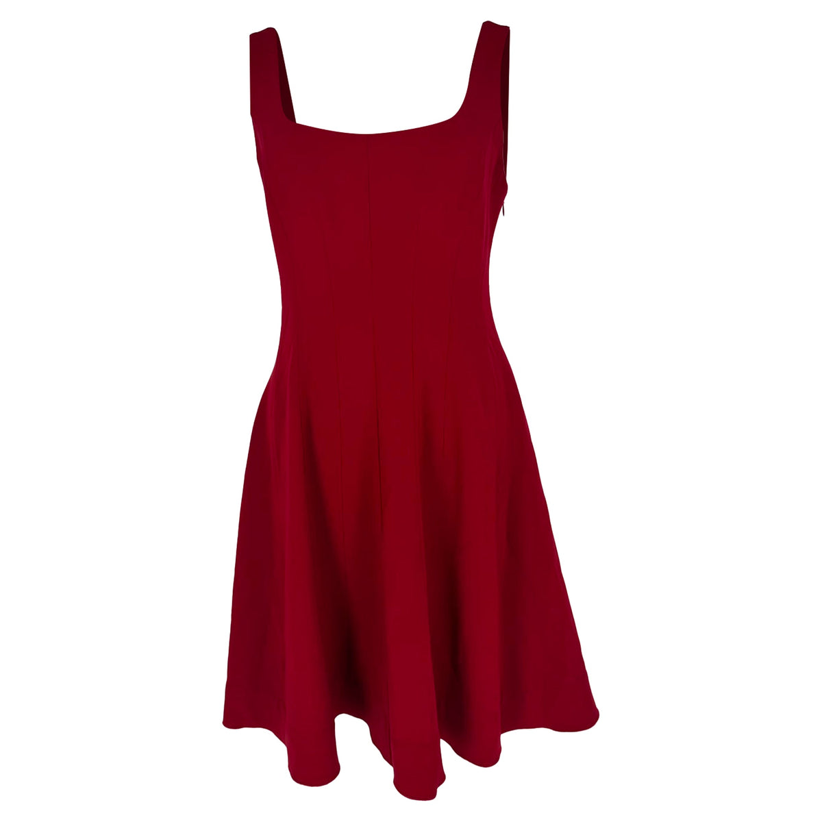 Vestido corto con escote cuadrado color vinotinto