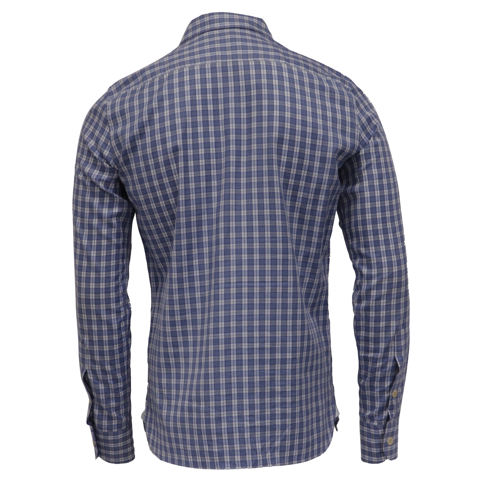Camisa de algodón a cuadros color azul claro