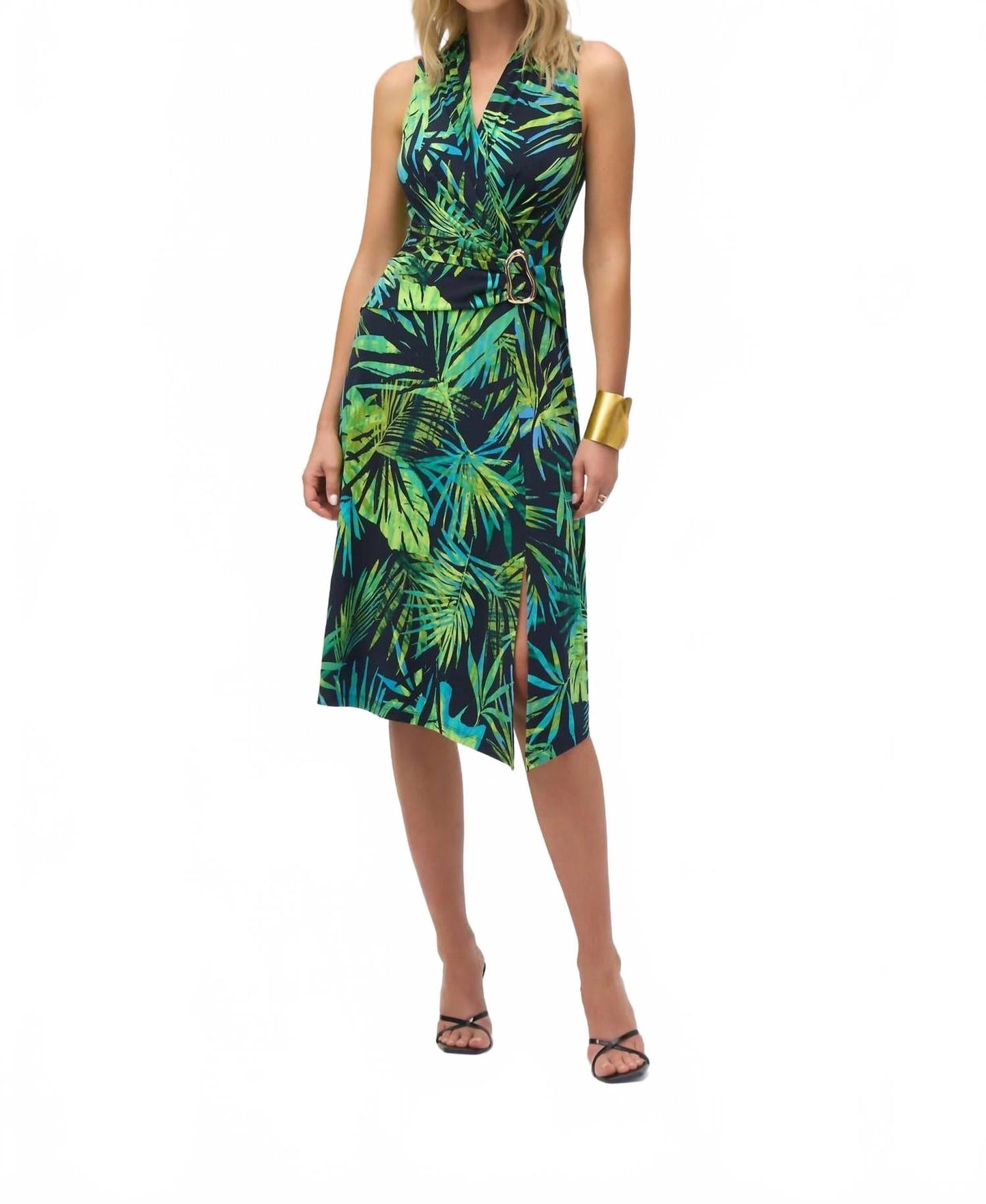 Vestido sin mangas con estampado floral color azul