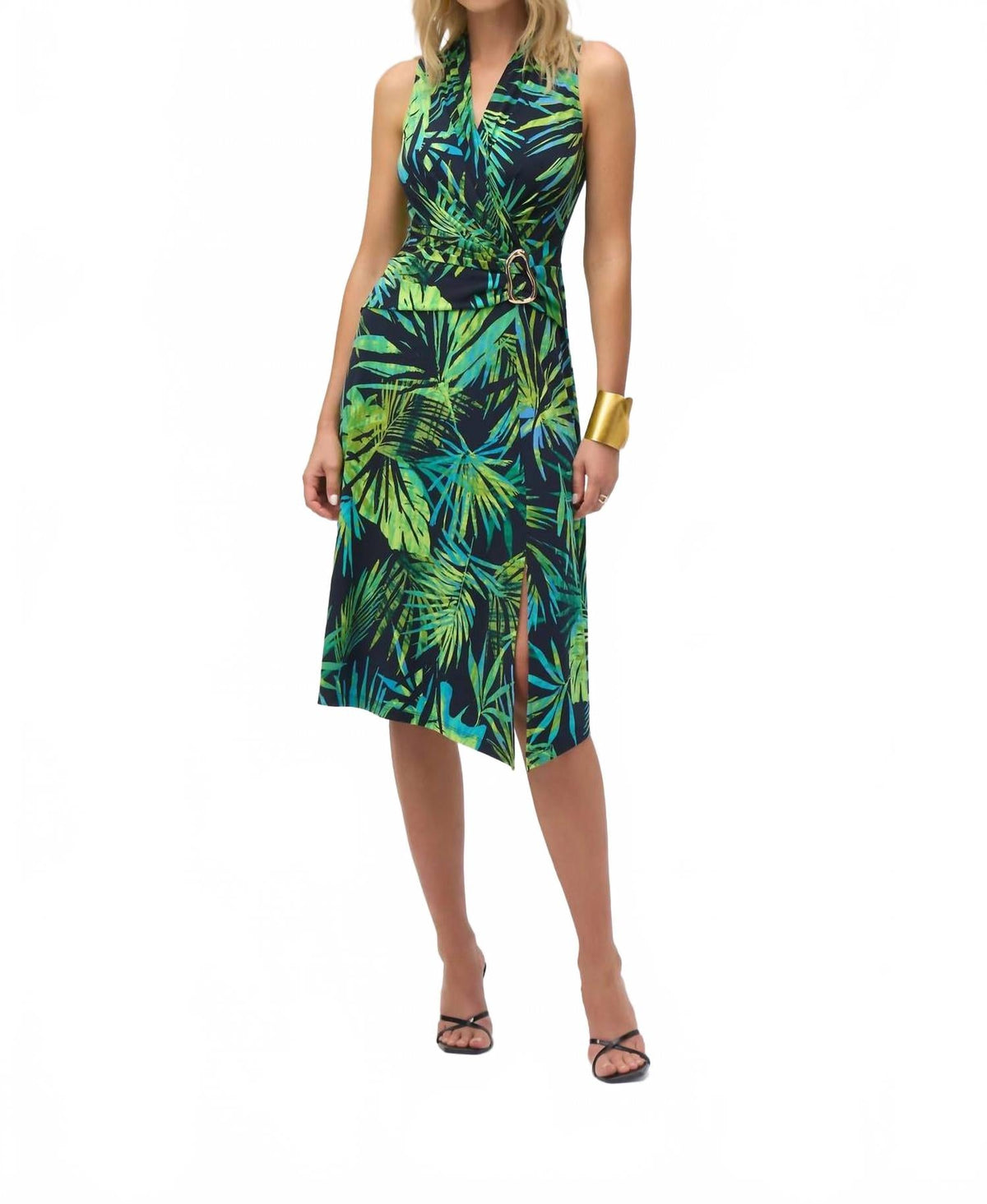 Vestido sin mangas con estampado floral color azul