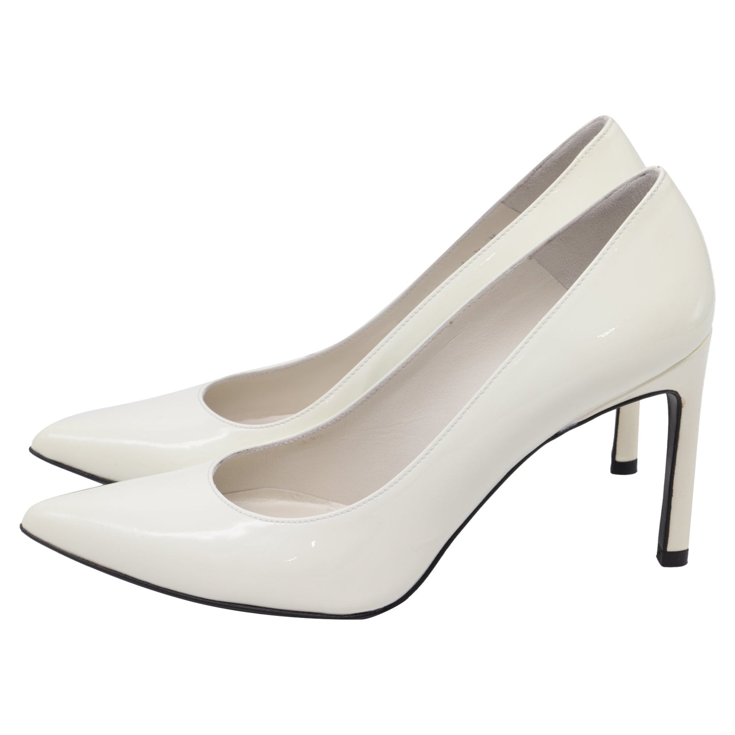 Tacones de cuero color blanco