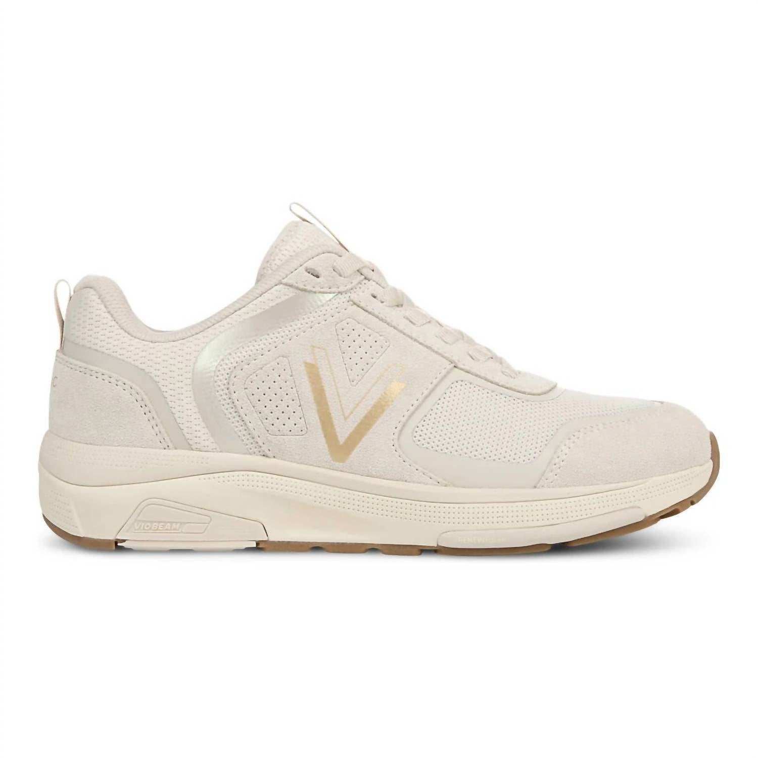 Tenis de mujer color dorado y crema