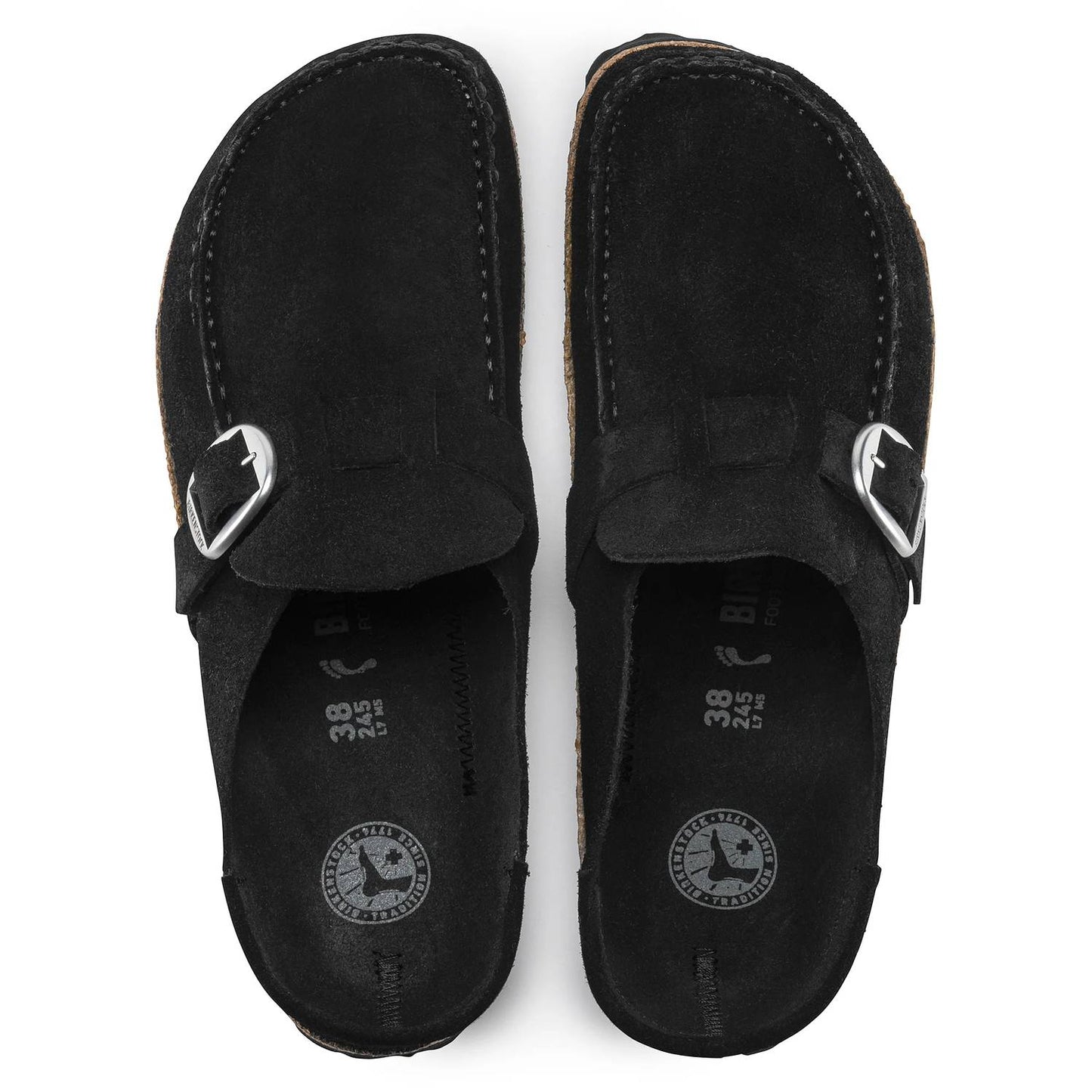 Zuecos de mujer de gamuza color negro