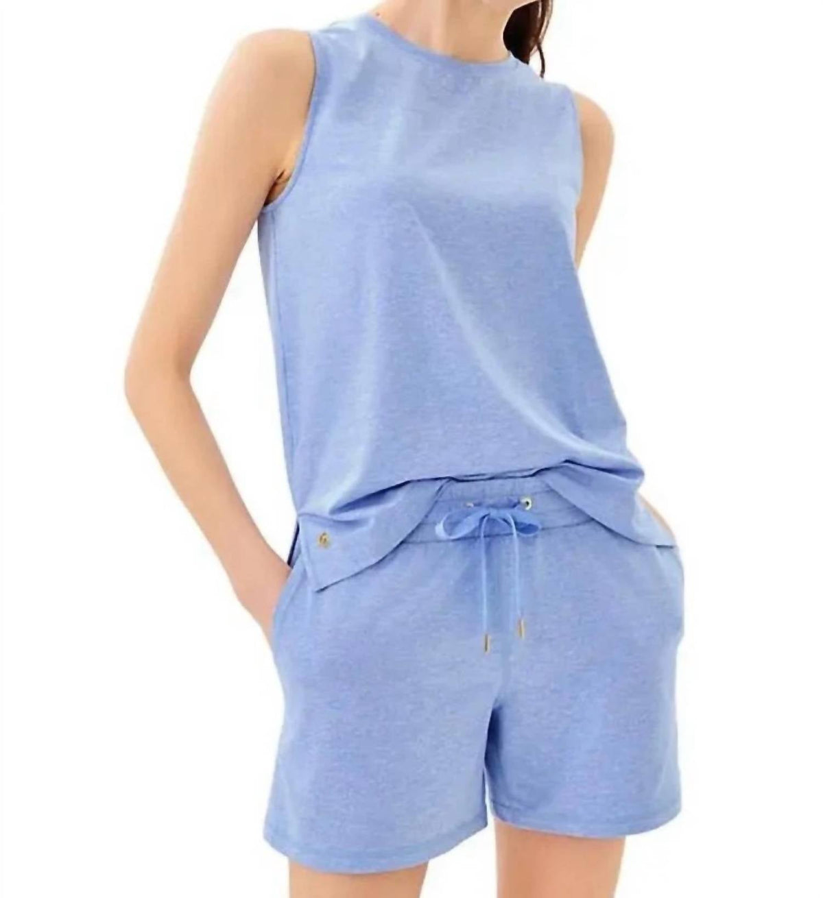 Camiseta sin mangas con cuello redondo color azul