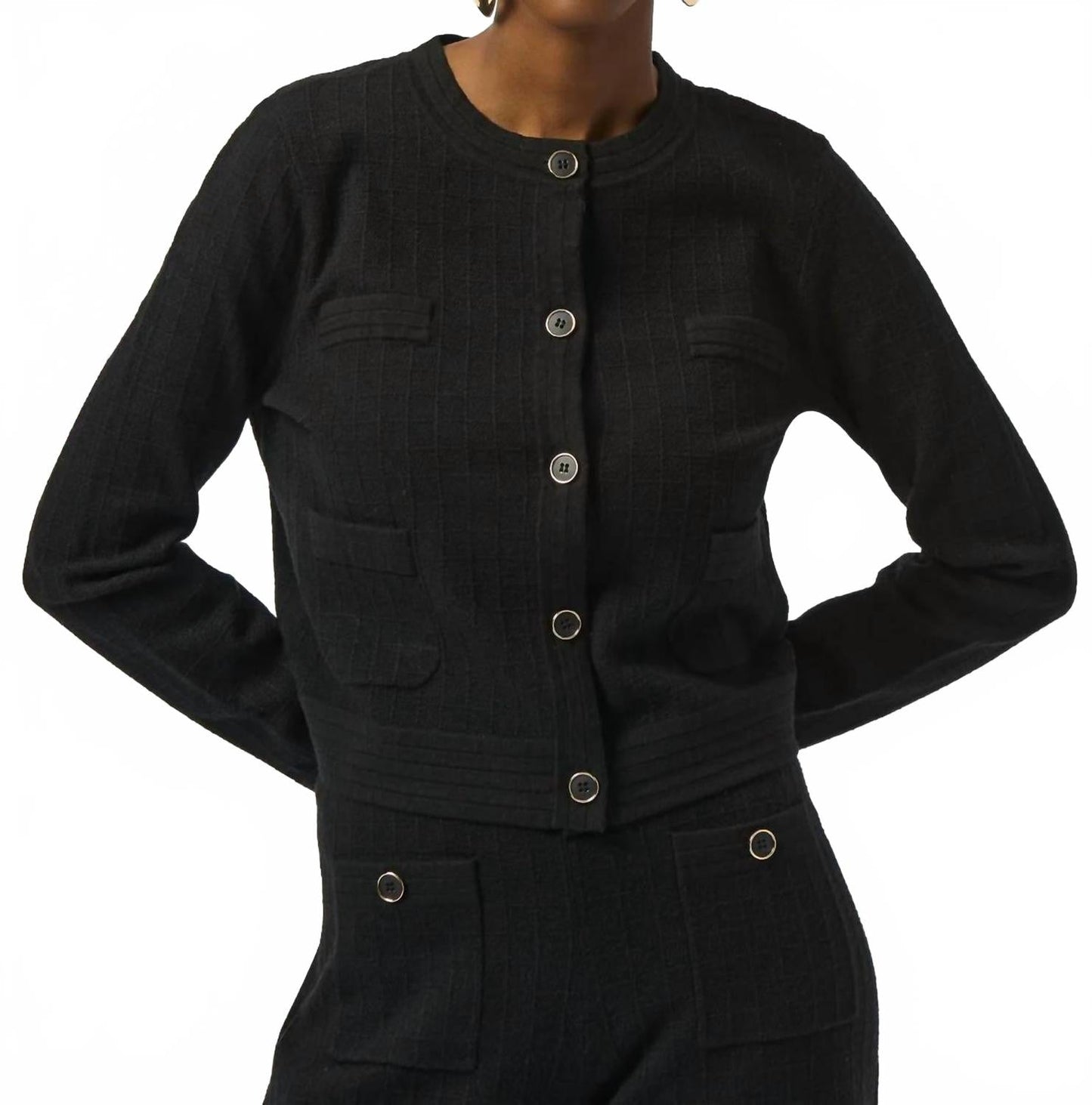 Chaqueta con cuello redondo color negro
