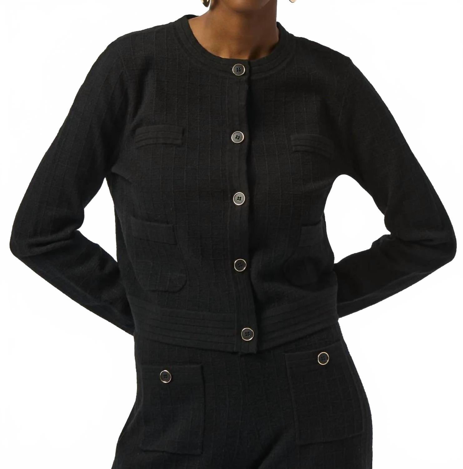 Chaqueta con cuello redondo color negro