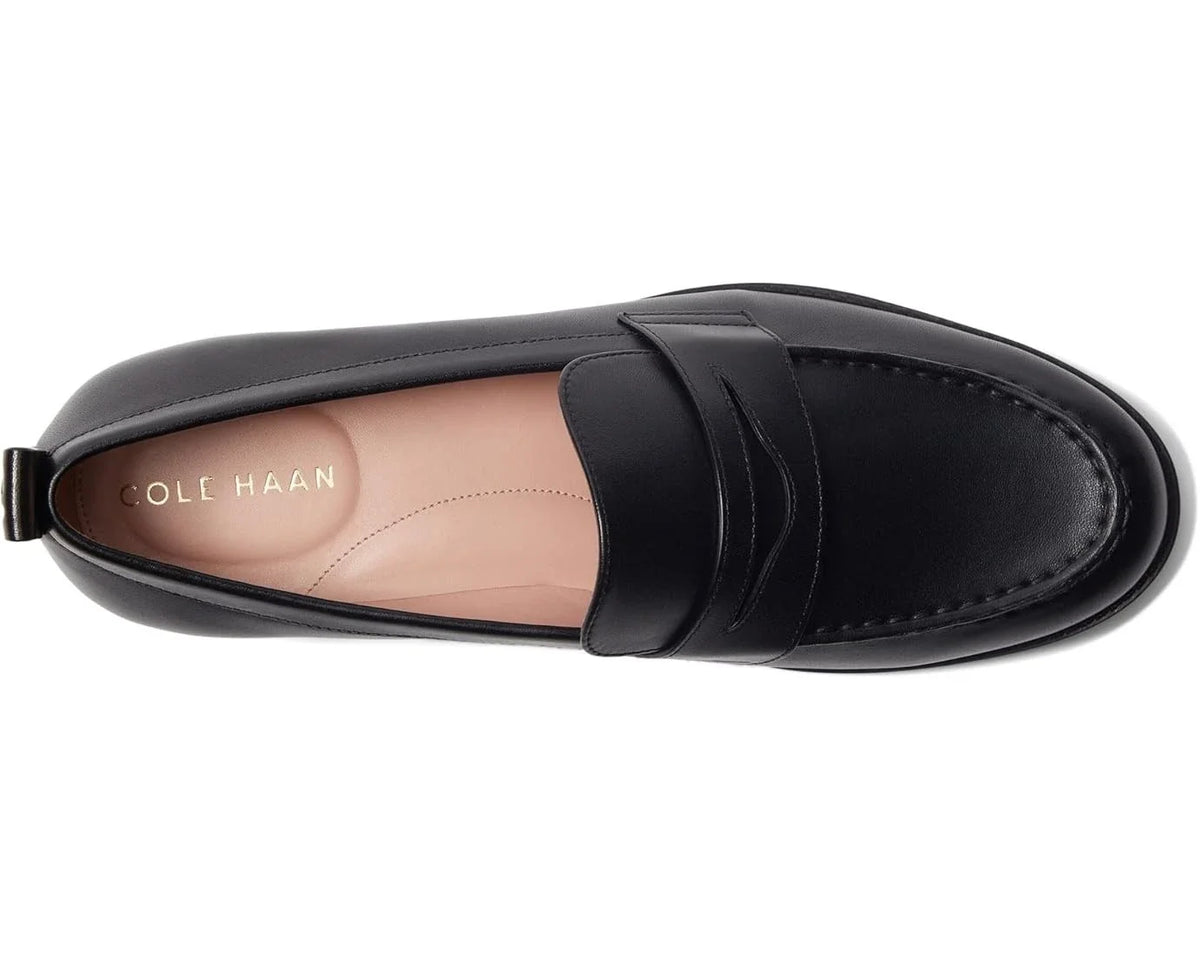 Mocasines de mujer de cuero sin cordones color negro
