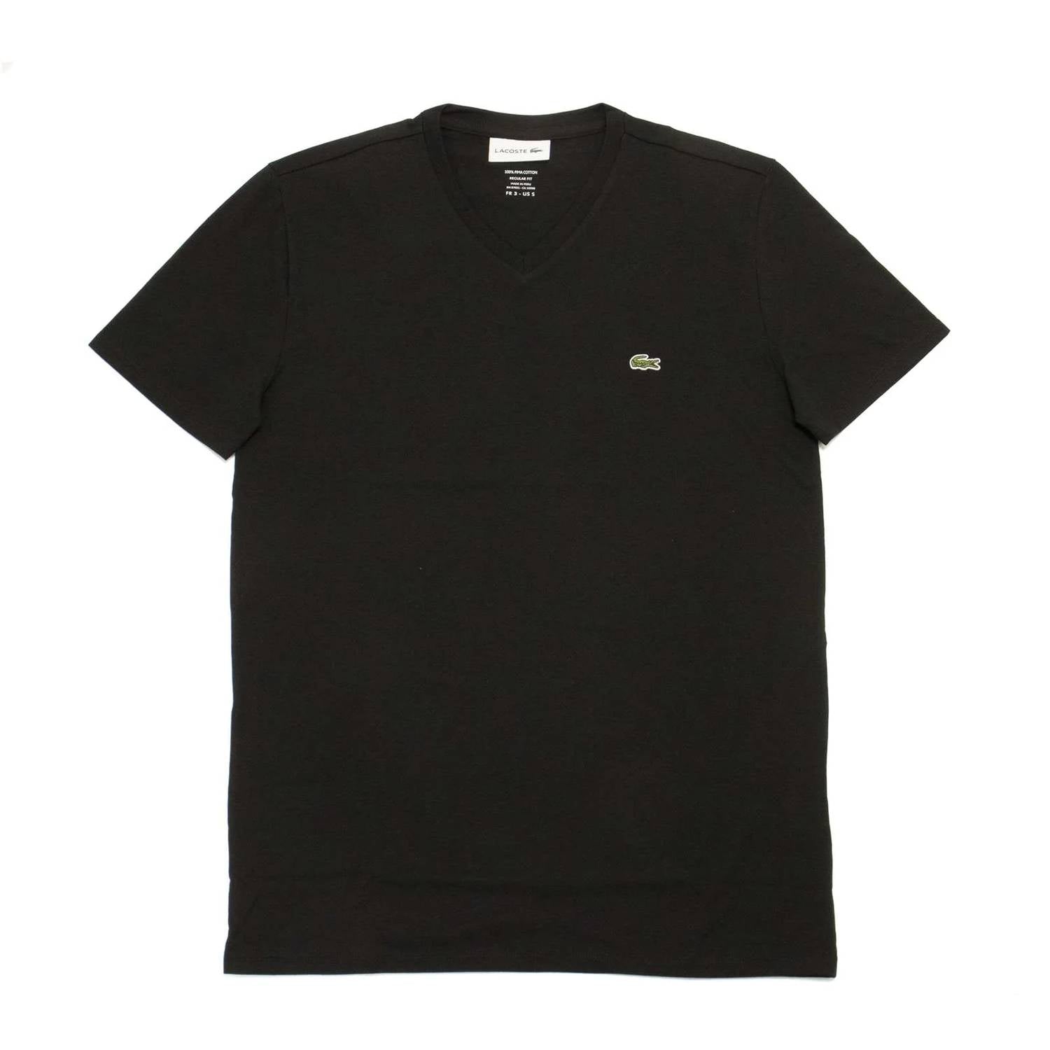 Camiseta de hombre de manga corta con cuello en V color negro