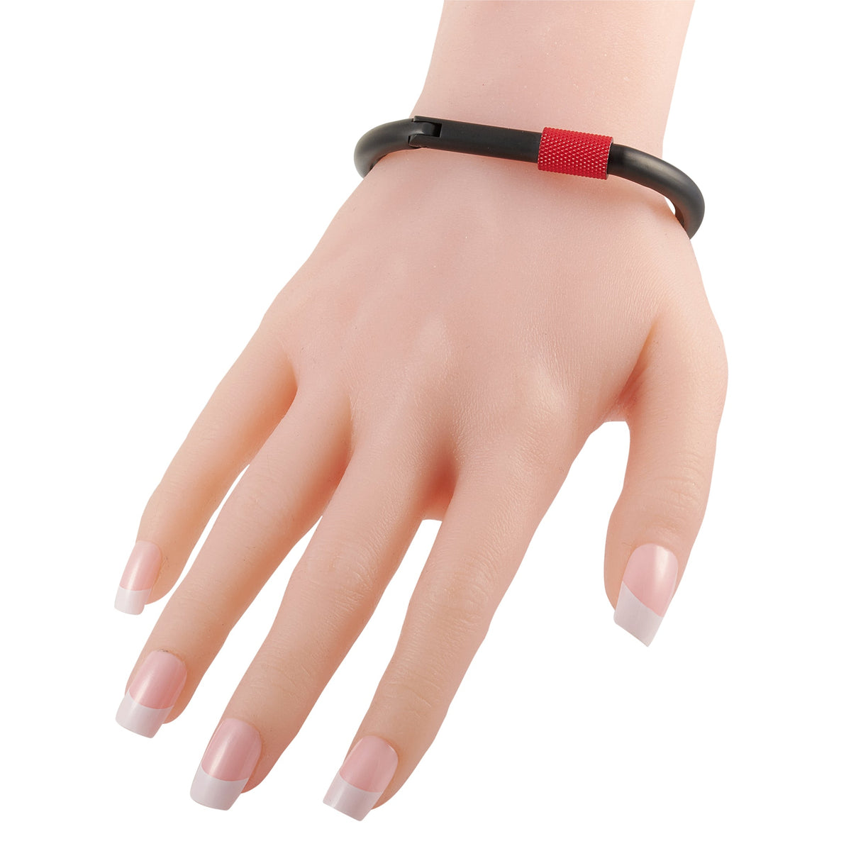 Pulsera de acero inoxidable color negro y rojo