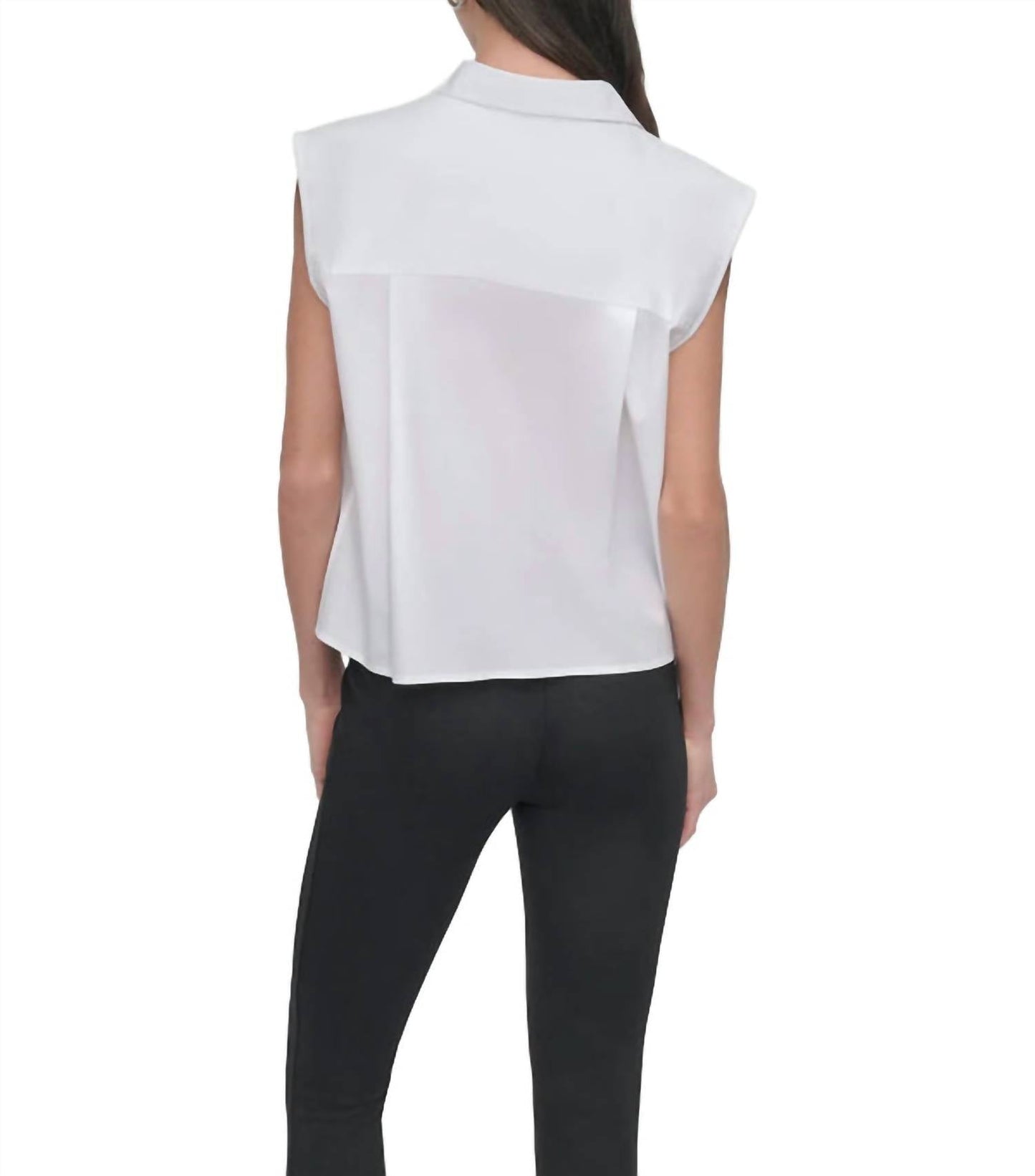 Camisa de algodón sin mangas color blanco