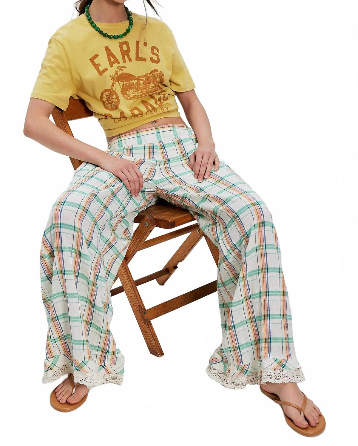Pantalón de pierna ancha color marfil