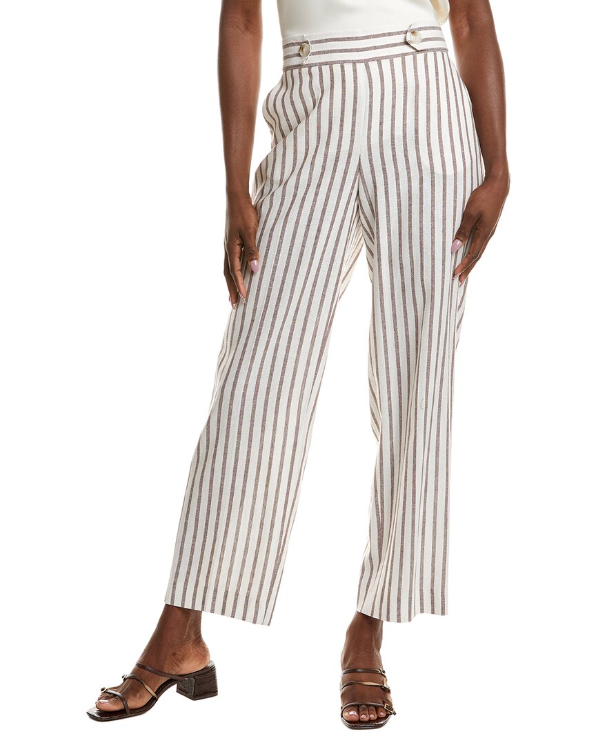 Pantalón de mezcla de lino de pierna ancha de tiro alto
