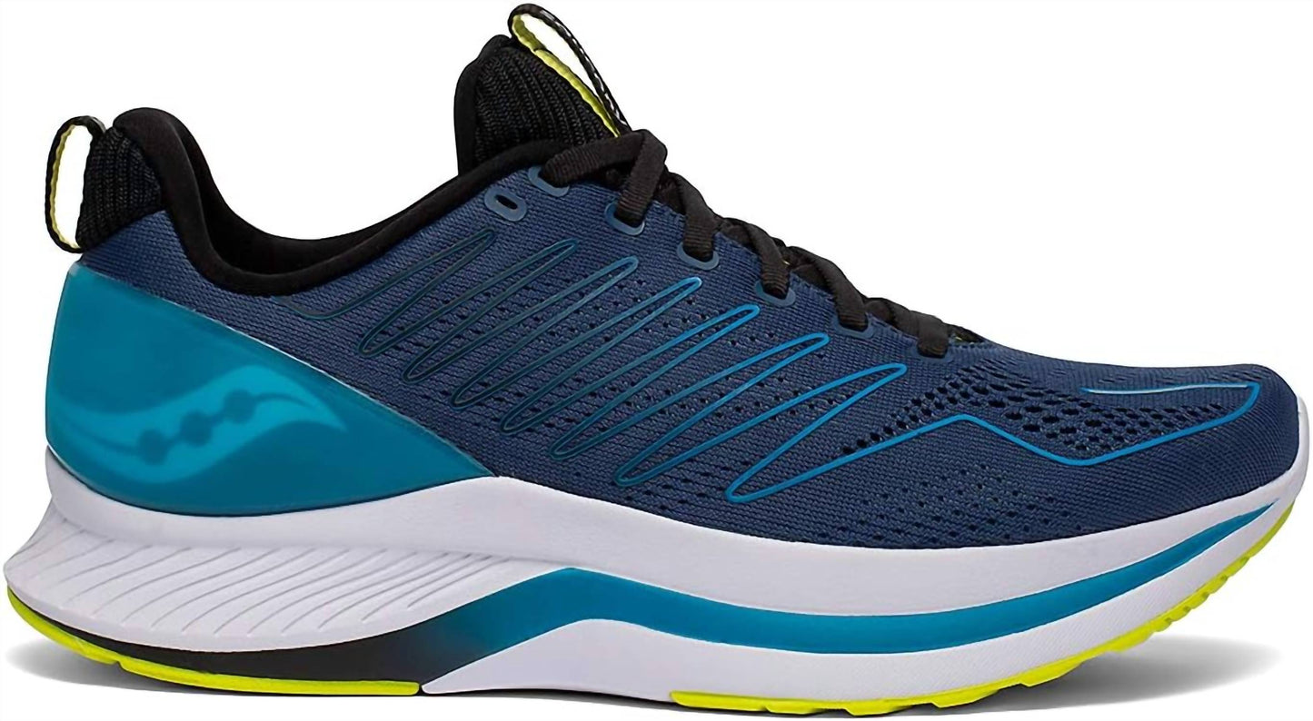 Tenis para correr de hombre color azul marino y negro y blanco