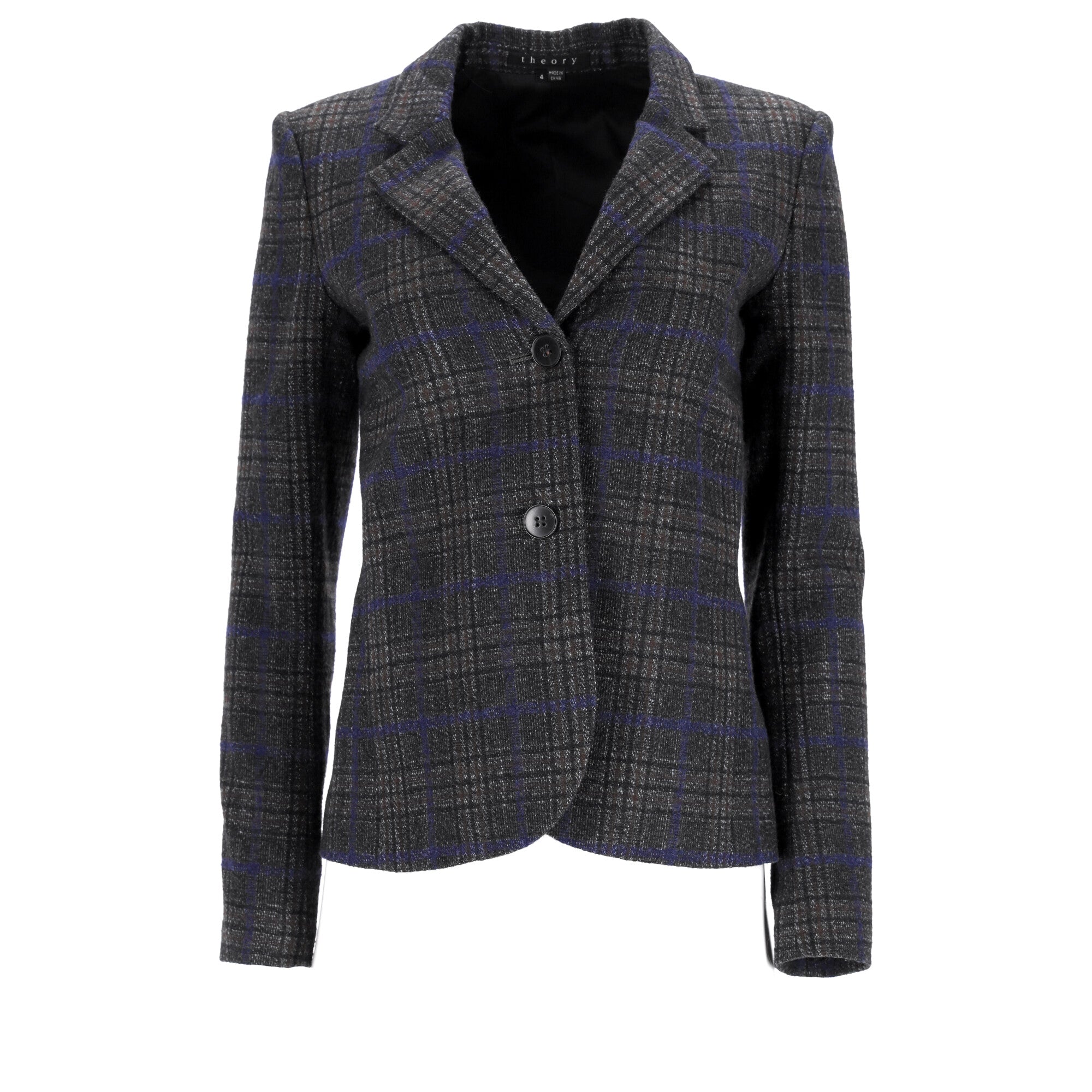 Blazer de lana a cuadros color gris