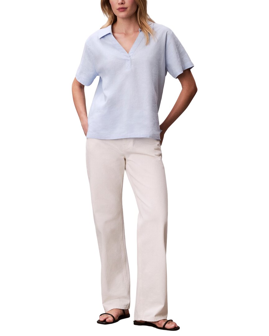 Calvin Klein Camiseta Polo Mezcla de Lino