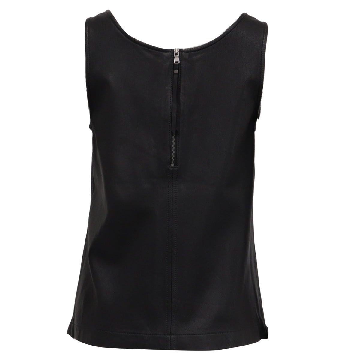 Blusa de cuero sin mangas color negro