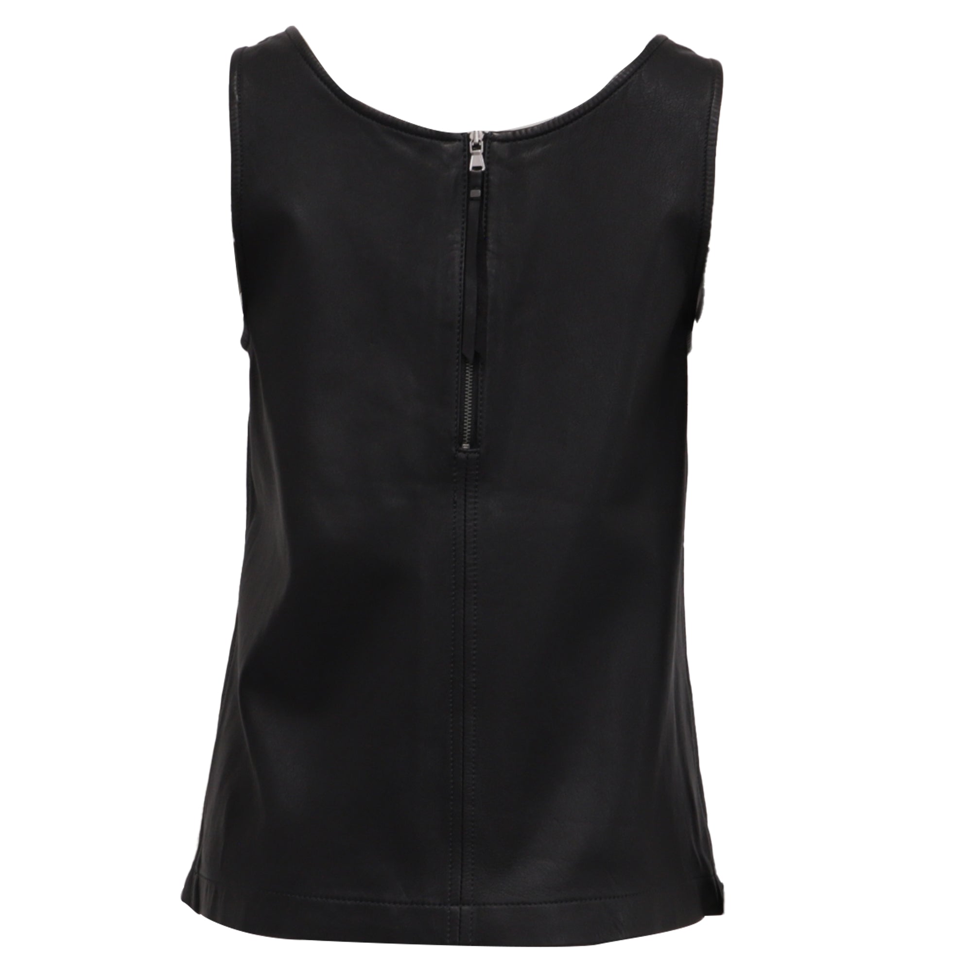 Blusa de cuero sin mangas color negro