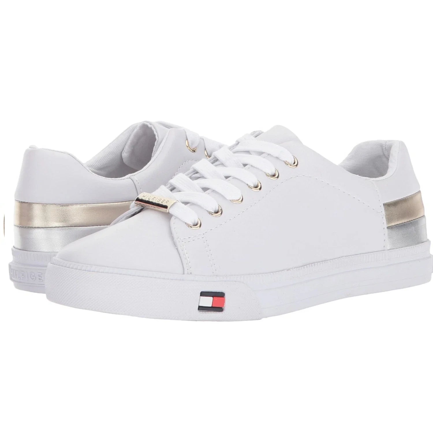 Tenis de mujer de efecto cuero color blanco