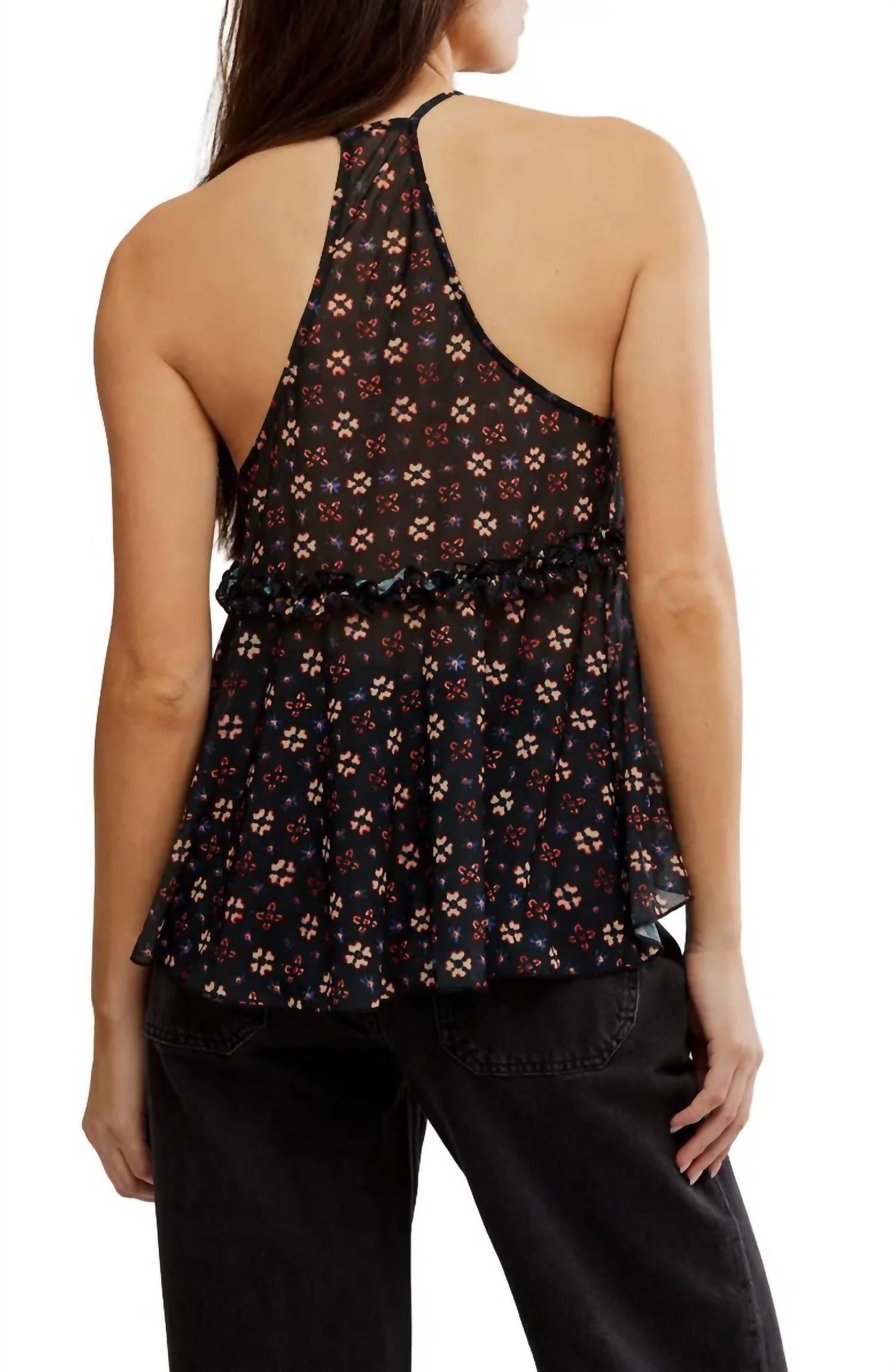 Camiseta sin mangas con boleros color negro