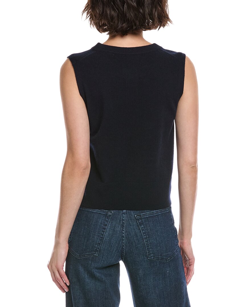 Camiseta sin mangas de mezcla de cachemira con cuello redondo