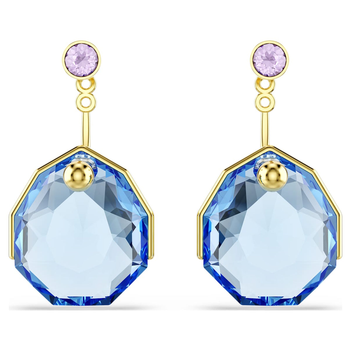 Aretes color azul y dorado