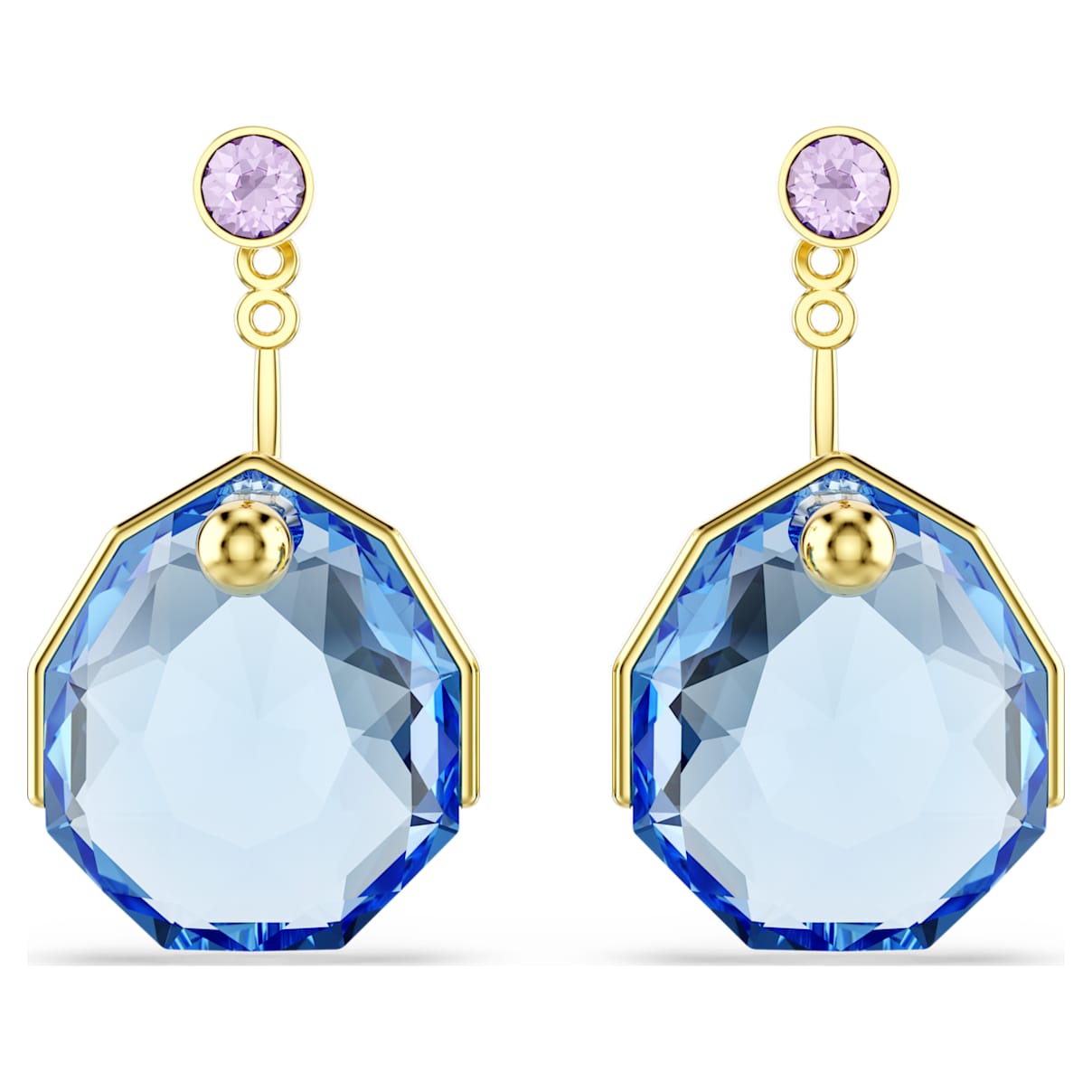Aretes color azul y dorado