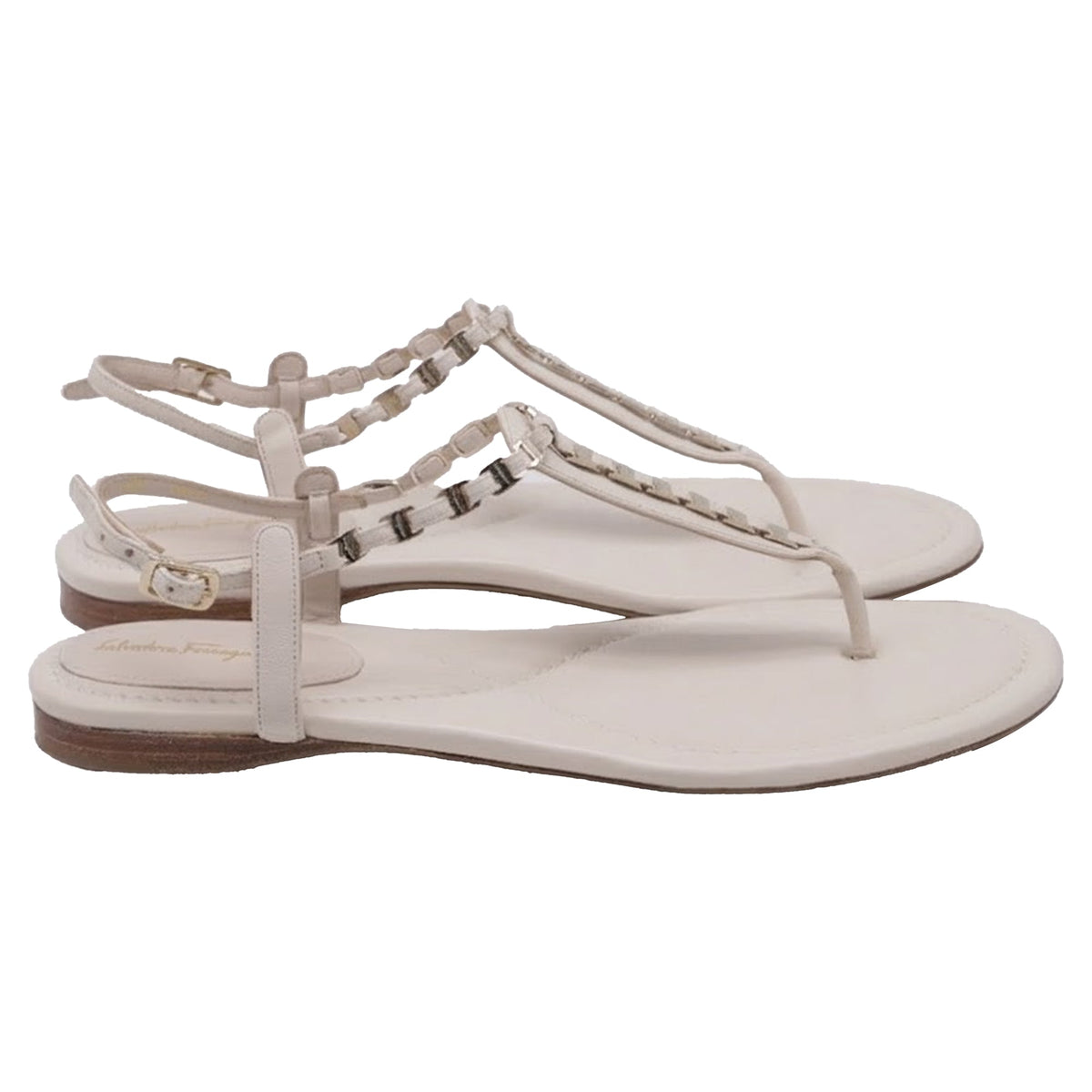 Sandalias de cuero color blanco
