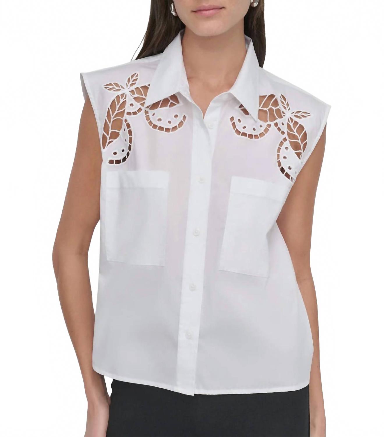 Camisa de algodón sin mangas color blanco
