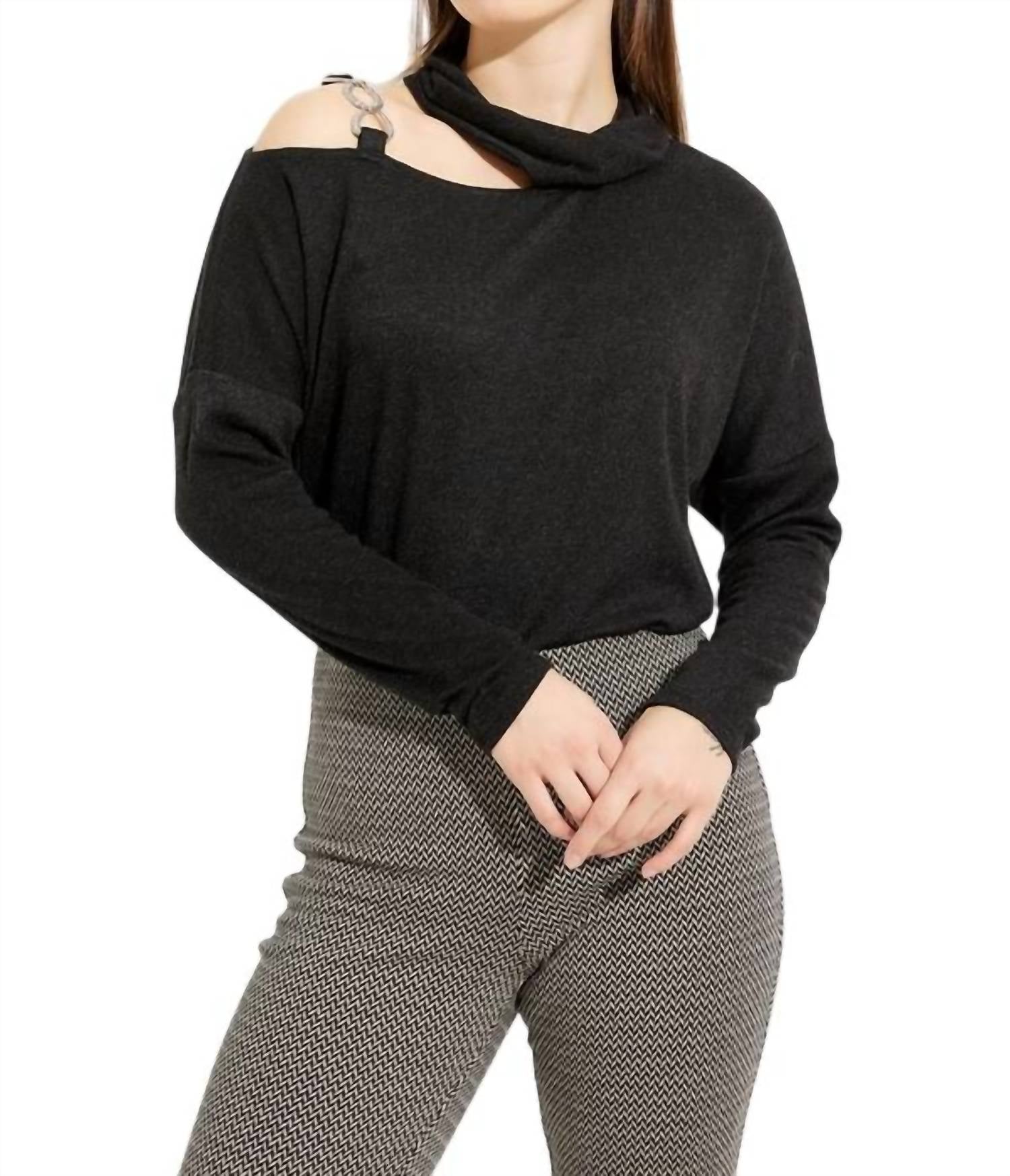 Pantalón de corte recto de tiro alto color negro y beige