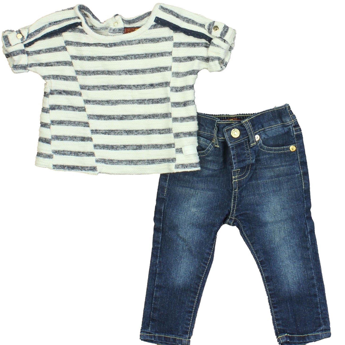 Conjunto de ropa para niña color blanco y azul