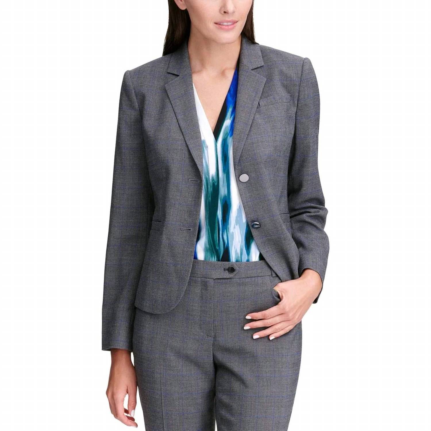 Blazer de mujer a cuadros color gris